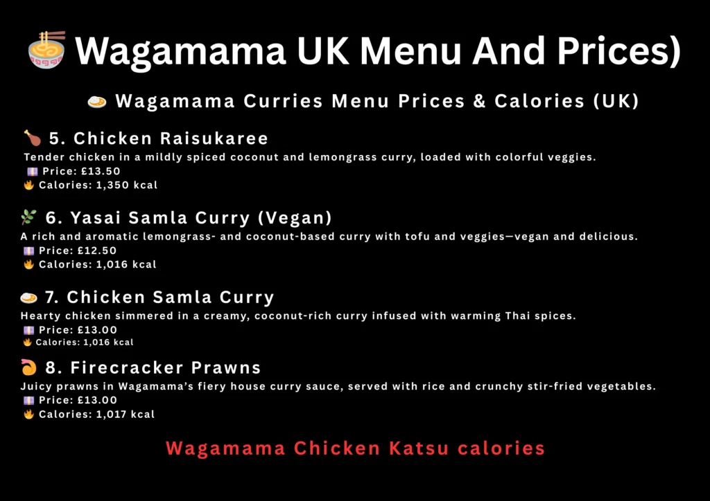 WAGAMAMA MENU PRICES