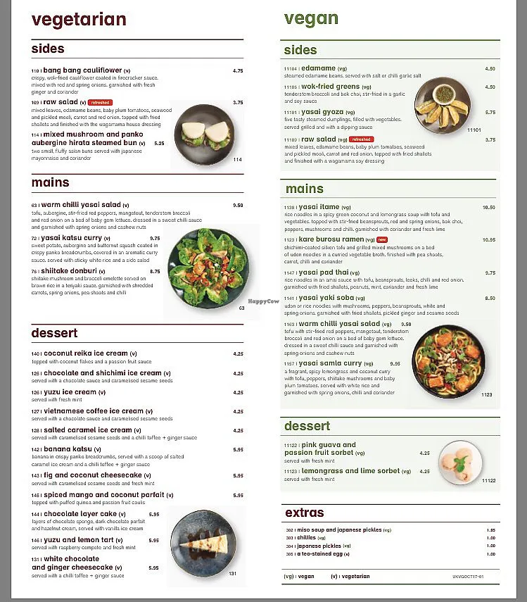 Wagamama Menu Prices
